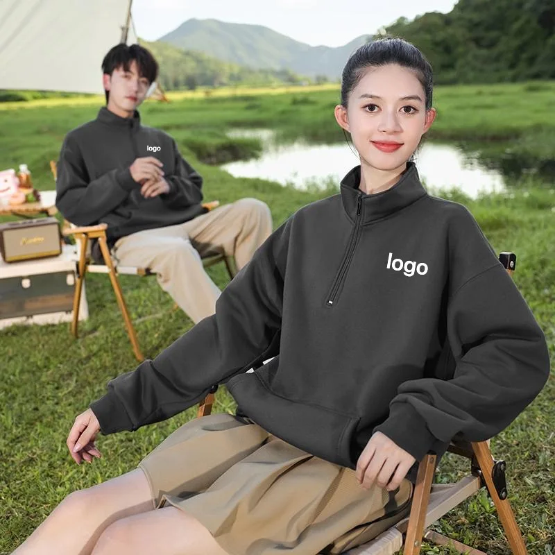 Customized sweatshirt with logo for enterprises and groups. Round-neck high-end workwear for autumn. Order for catering industry