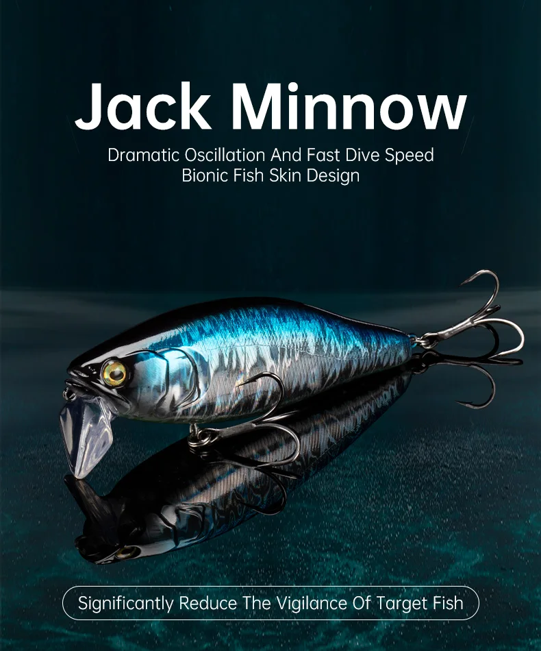 I-JACK Minnow Angelköder, 107,7 mm, 30 g, schwimmendes Schwimmen, hochwertige harte Köder, Geräuschsystem, Wobbler für Barsch, Hecht – Detail 1