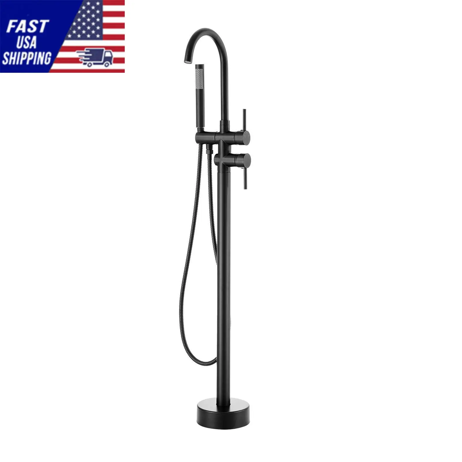 Freestanding Bathtub Faucet, Floor Mount, Freestanding Tub Filler, Shower Mixer Taps, Two Water Modes, 360° Swivel Spout,