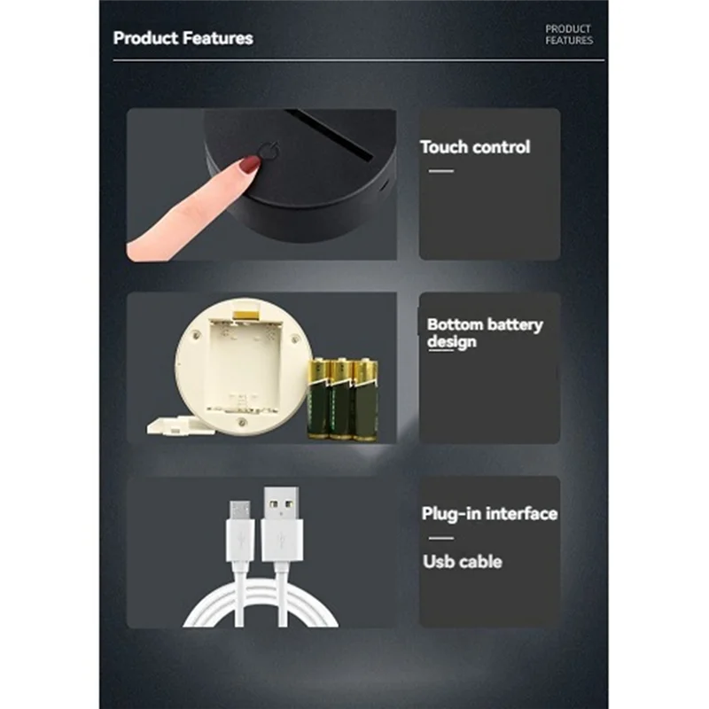 AK25-Crack قاعدة LED ضوء الليل جو لمبة مكتب الاستشعار قاعدة اللمس لتزيين الغرفة والهدايا #6