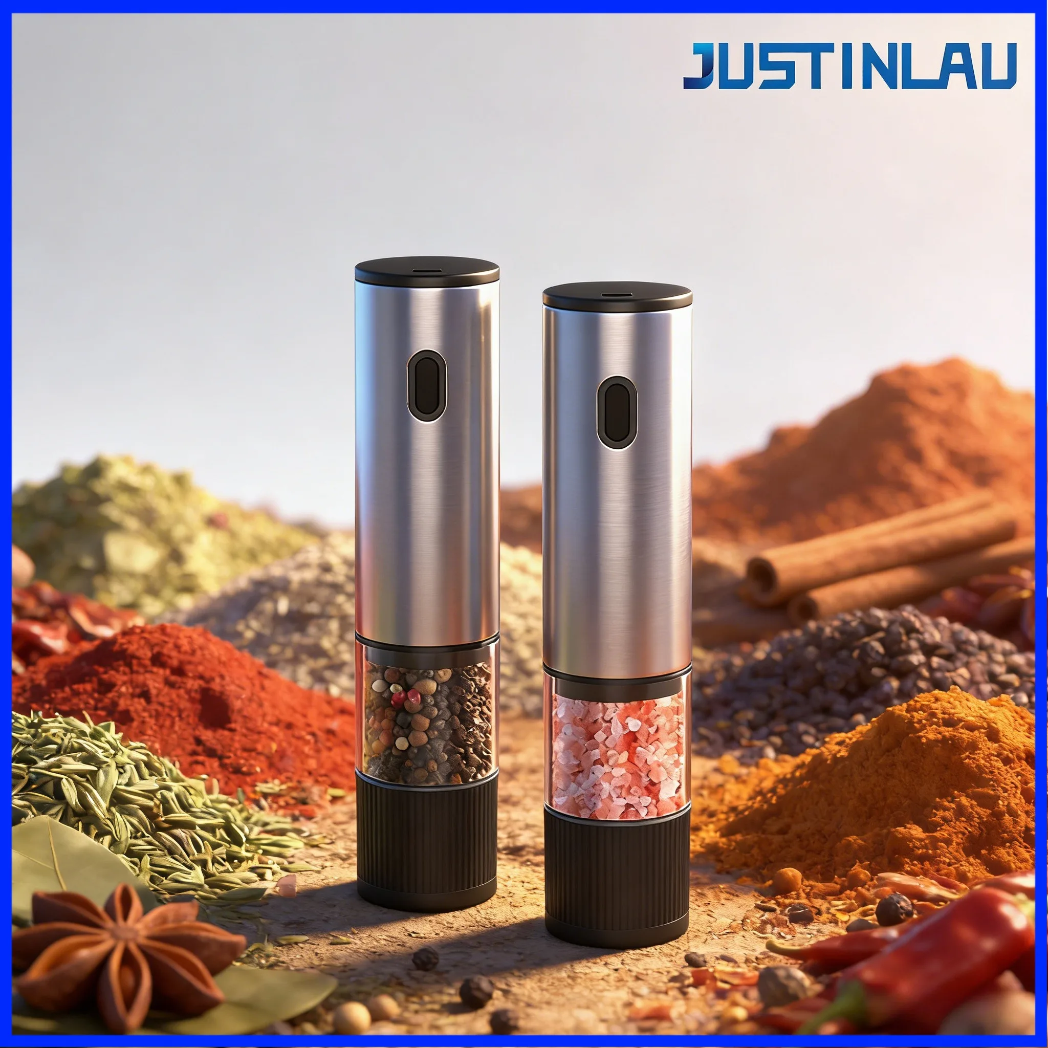 

Мельница для соли и перца JUSTINLAU, 5 скоростей, электрическая, из нержавеющей стали, перезаряжаемая, с регулировкой, для дома и барбекю