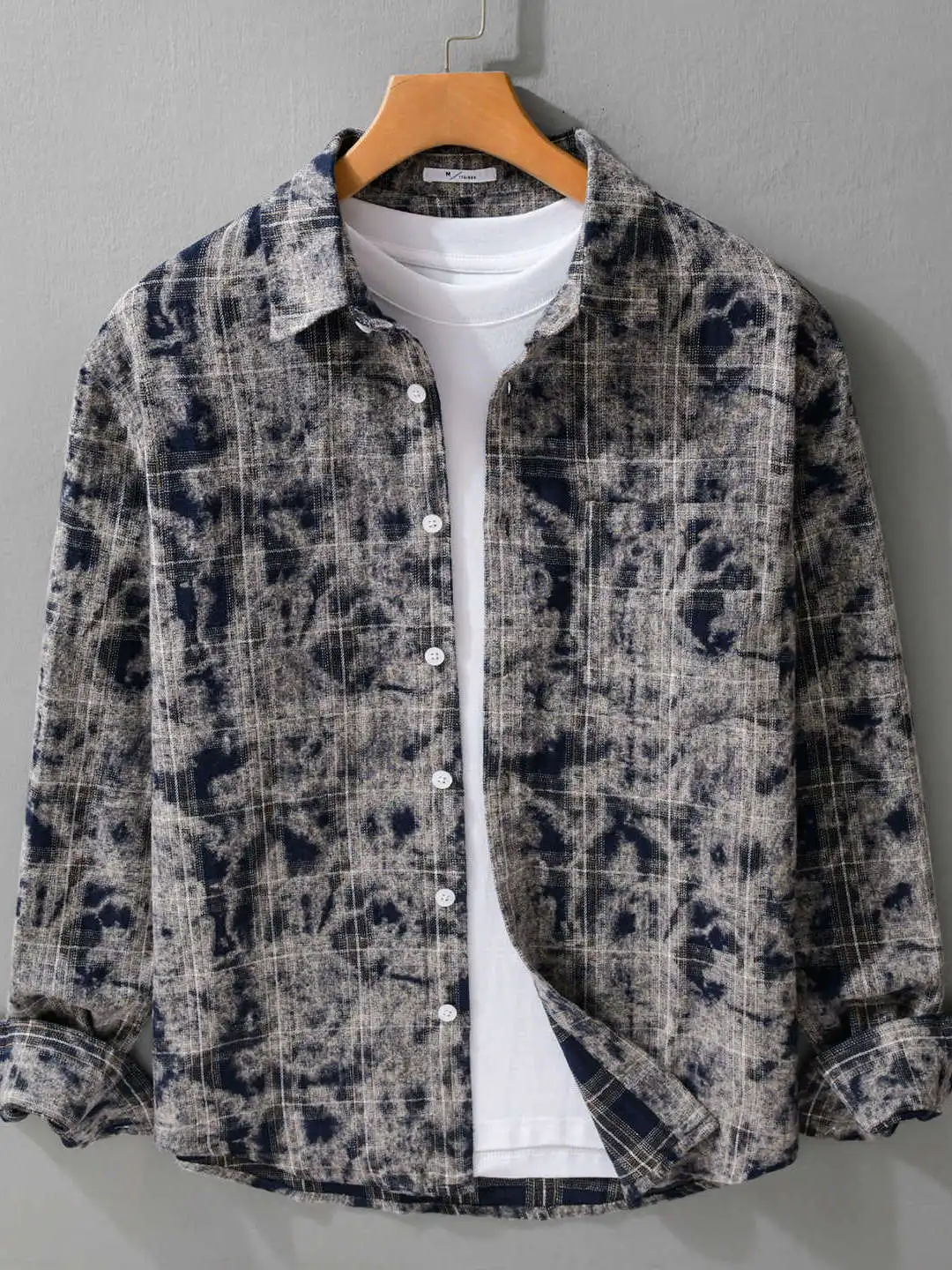 Premium Feel Brushed Pure Cotton Plaid Long Sleeve Shirt Men's Autumn New Style Pure Cotton Collar Handsome Casual Shirt Jacket