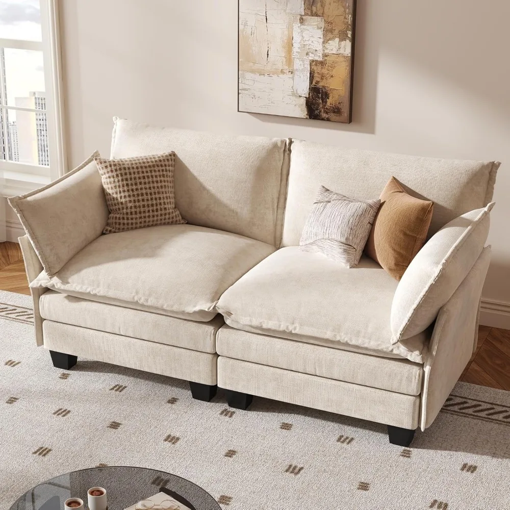 أريكة حديثة بمقعدين من الشنيل مع مسند لغرفة المعيشة والشقق #3