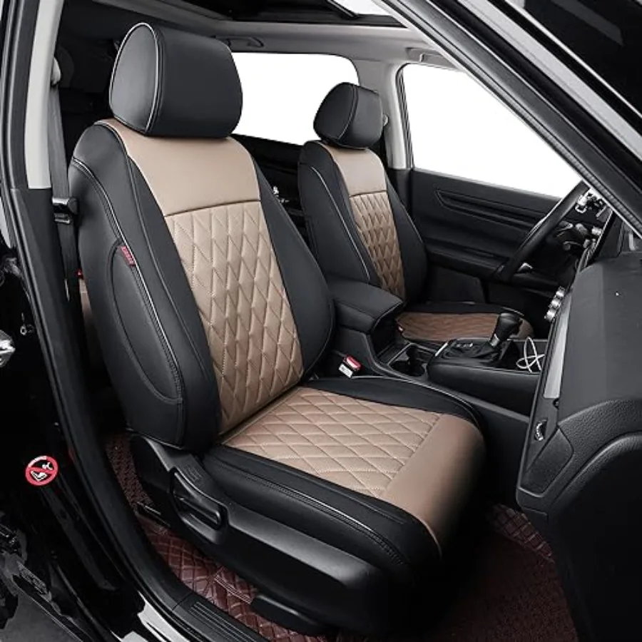 

CRV Seat Covers Custom Fit for Honda CRV 2017-2022 Leather Car Seat Cover Full Set Waterproof Faux Leather Black Sand Beige