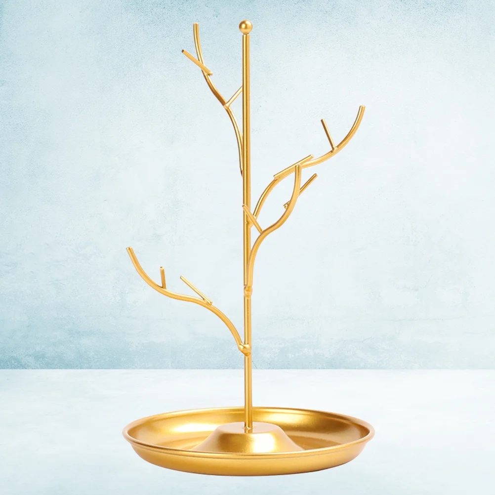 

Golden Tree Branches Iron Jewelry Display Rack Necklace Organizer Stand Bracelet Pendant Holder for Vanity Bedroom Bathroom