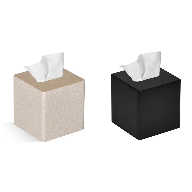 

IALJ-Tissue Box Cover Square PU Leather Facial Tissue Box Holder For Dresser Bathroom Decor