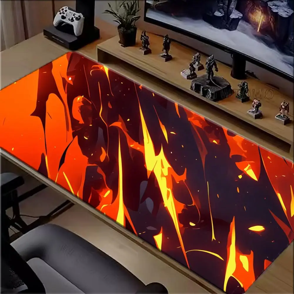 Orange Flame Lava Large Extended Gaming Mouse Pad NonSlip Rubber Keyboard Desk Mat Mousepad For E-sports Gamer PC Office Desktop