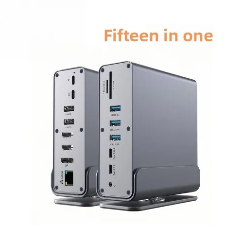 Type-C docking station 15-in-1 compatible with Thunderbolt 4 Gigabit network port desktop vertical USB multi-interface splitter