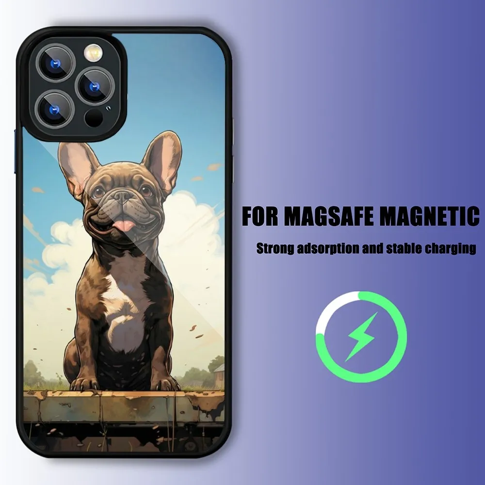 Cute French Bulldog Phone Case For iPhone 15 14 13 11 12 Pro Max 14 Plus 15 Pro Max For Magsafe Phone Cover