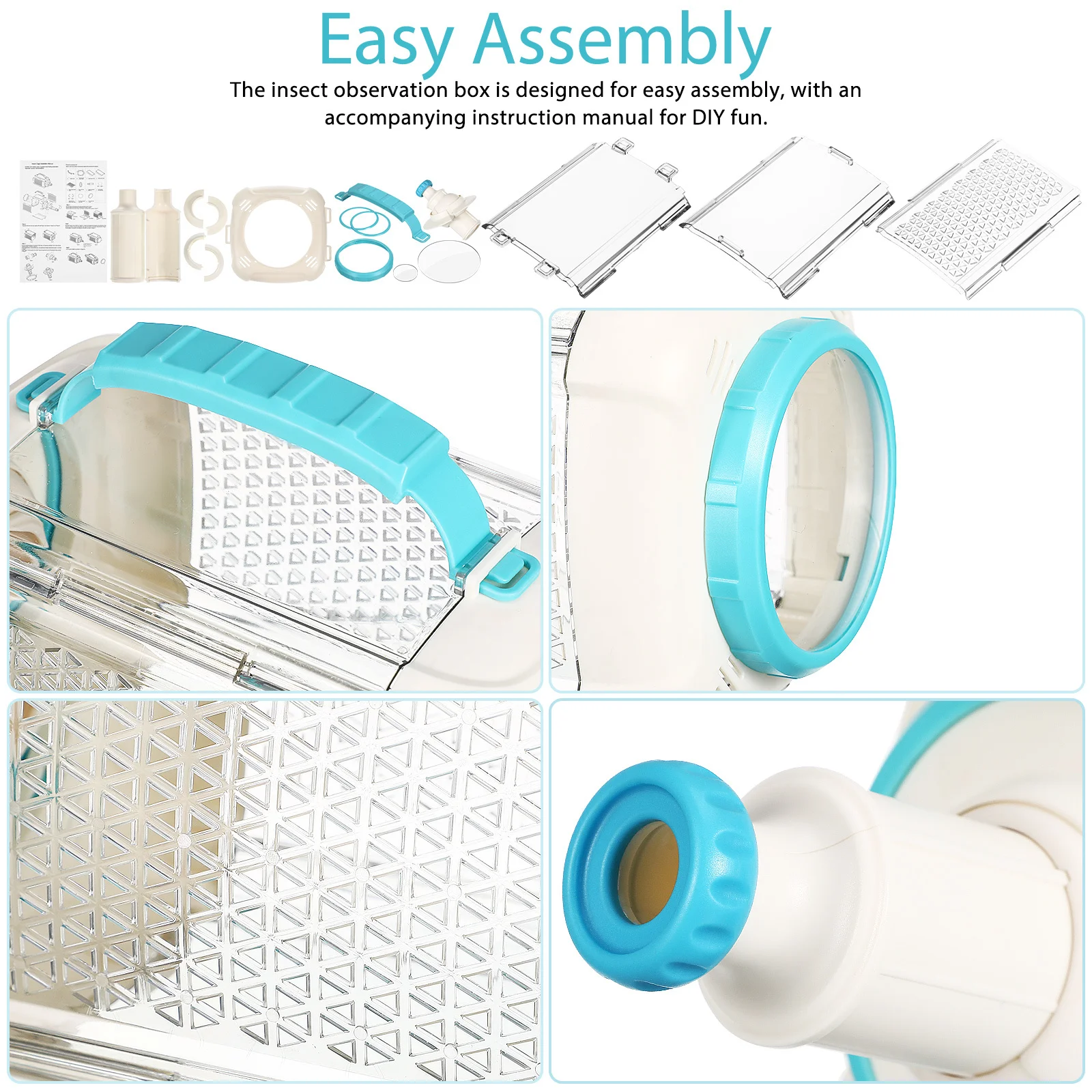 

2pcs 2 Pieces Magnifying Glasses Insect Observation Cup Magnifier Observer Collectors' Boxes 's