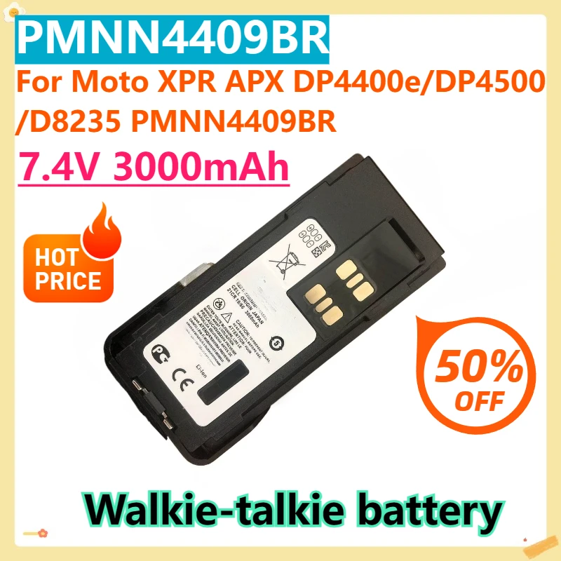 

For Moto XPR APX DP4400e/DP4500/D8235 PMNN4409BR Walkie Talkie Battery 7.4V 3000mAh