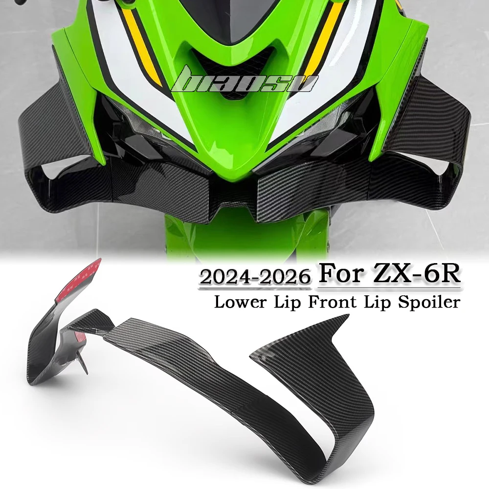 ZX6R 2024-2026 Motorcycle Side Winglet Front Spoiler Wing Fairing Fixed Lower Lip Wing Aerodynamic For Kawasaki ZX6R ZX-6R 2024