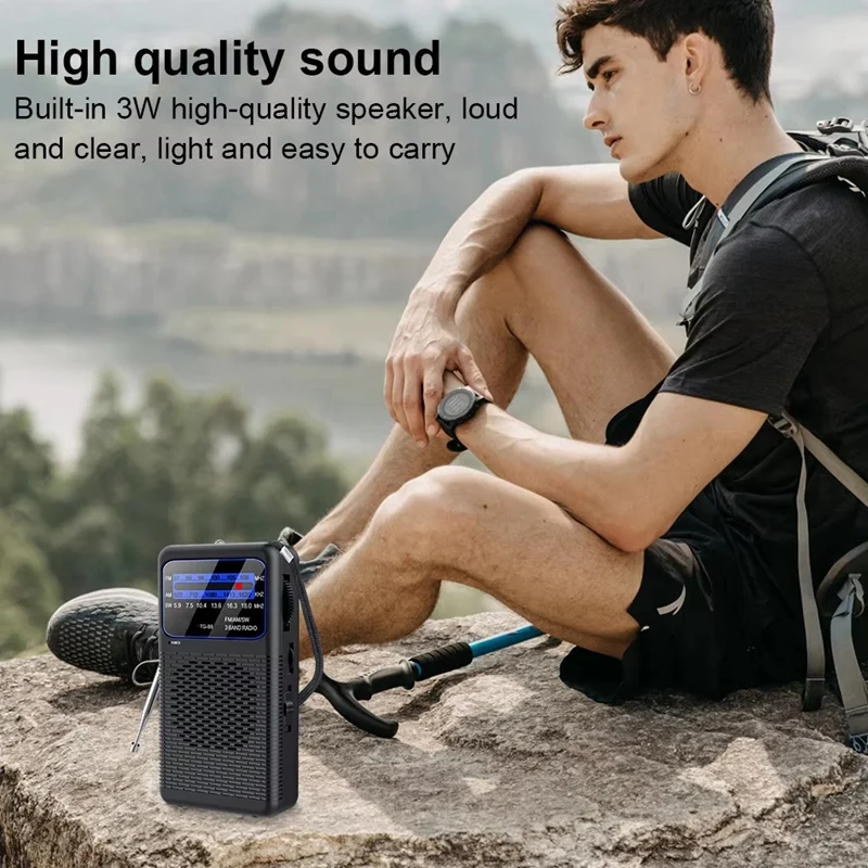 -88 Portable AM/FM/SW Radio Pocket Radio with LED Flashlight Small Radio for Outdoor Camping for Seniors Elderly-A56M