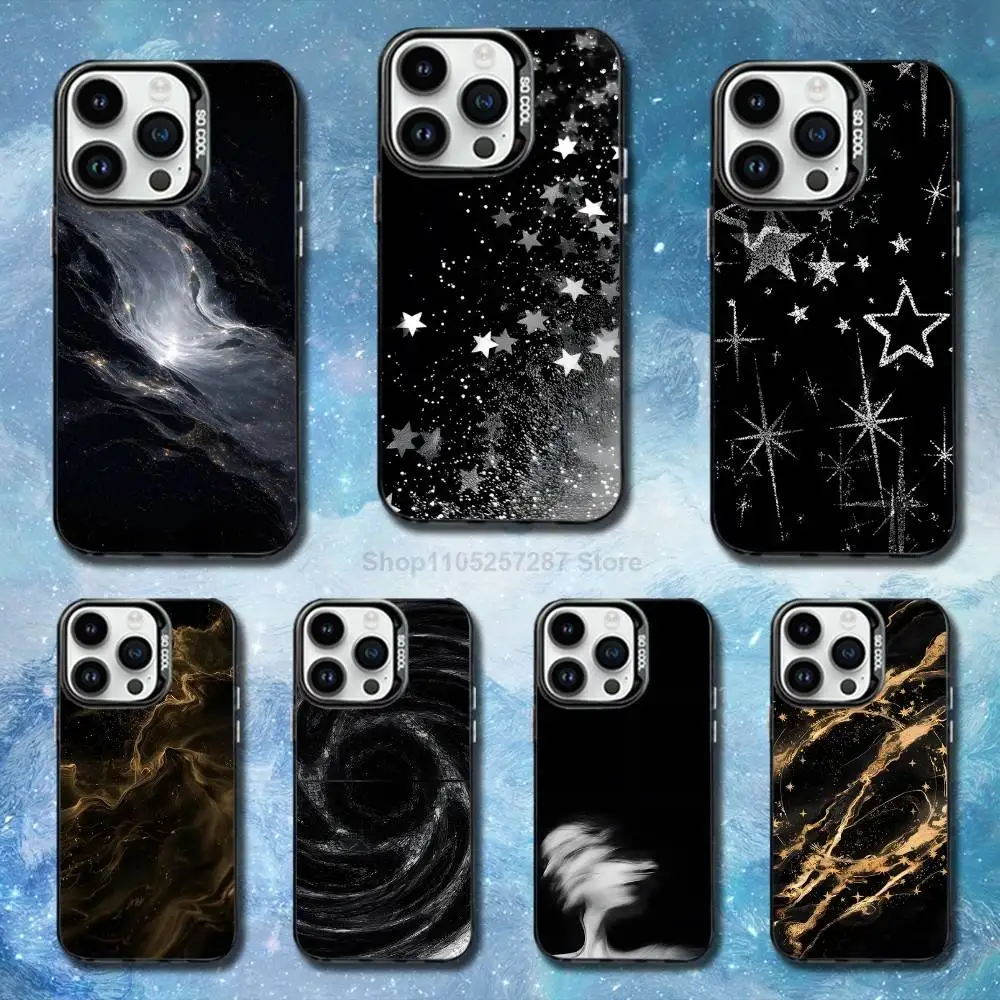

Black White Gold Pattern Phone For iPhone 14,17,13,12,11,16,15,Mini,Pro,SE,XS,MAX,Black Matte Silicone Cover Case