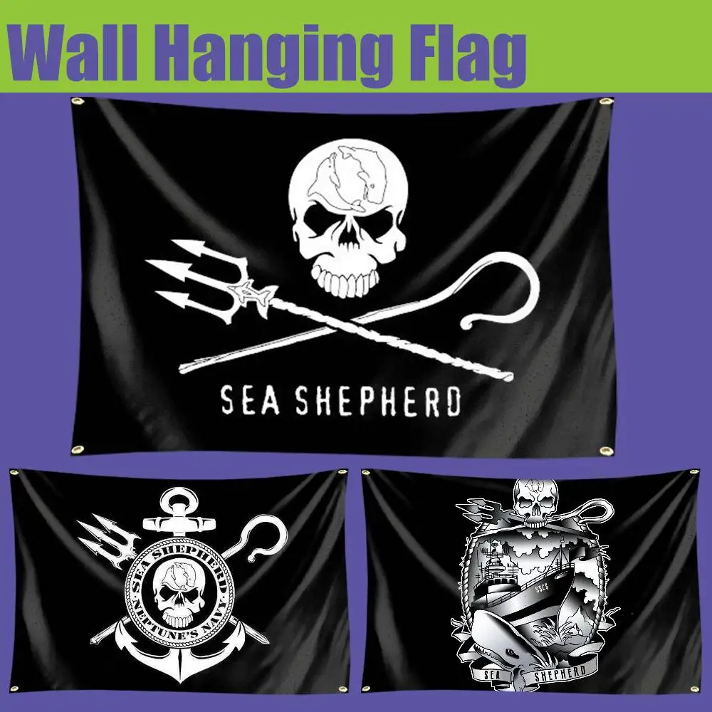 

Sea Shepherd Conservation Society Flag Banners Four Hole Flag Polyester Outdoor Decor Room Aesthetic