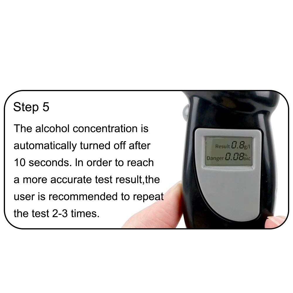 LCD Screen Alcohol Tester Digital Alcohol Detector Alcohol Breath Tester Breathalyzer Police Alcotest Backlight Display Handheld