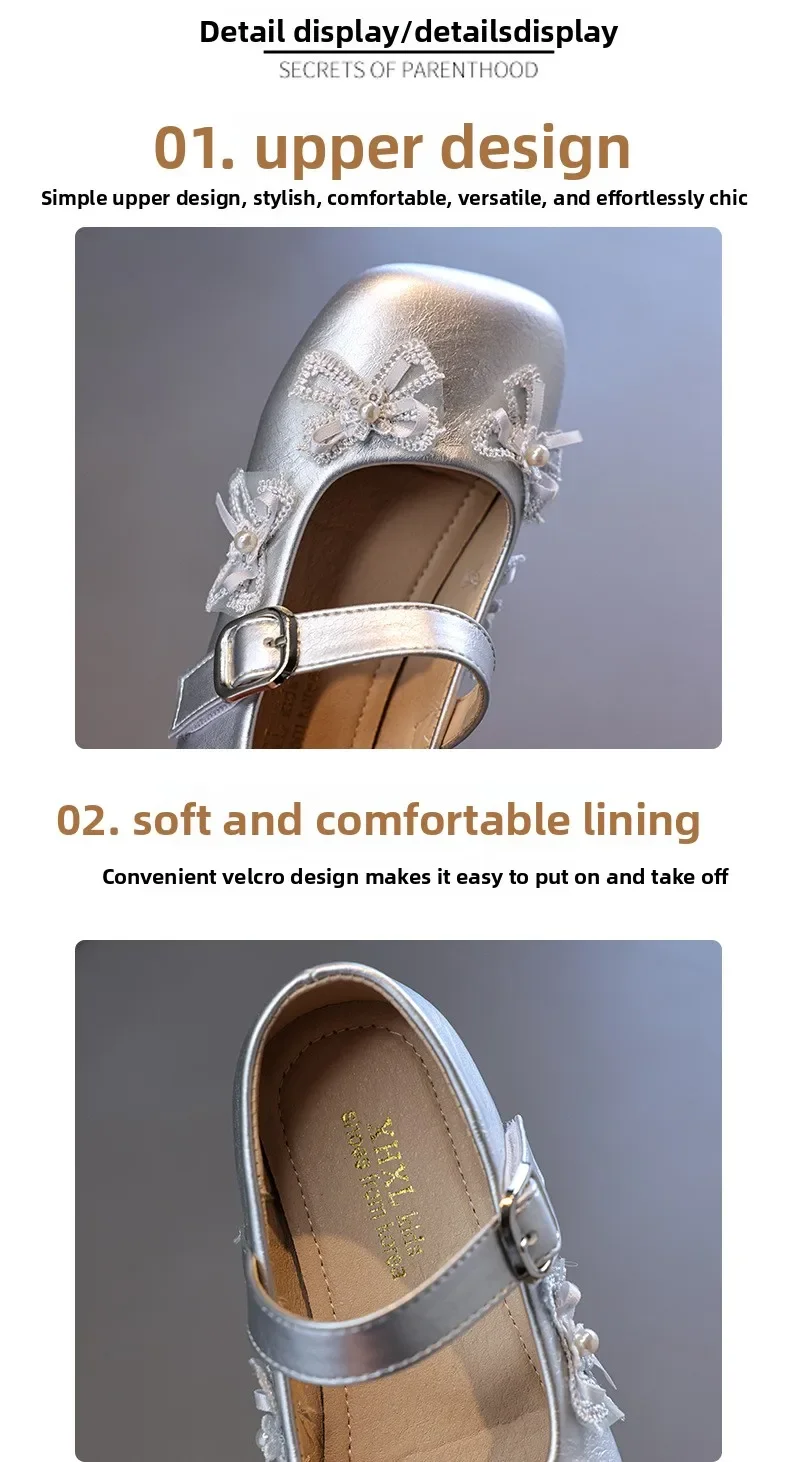 Mädchen Frühling Herbst Neue Prinzessinnen-Schuhe Weiche Sohle Rutschfest Quadratischer Schnitt PU-Leder Modische Mary Jane Schülerverschuhe – Detail 4
