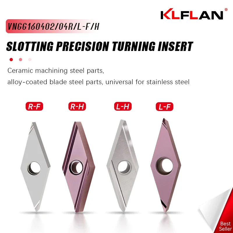 

Diamond Finish Precision Turning Grooving Insert VNGG160402R VNGG160404R VNGG160402L VNGG160404L Double Sided Cutting Tool Inser