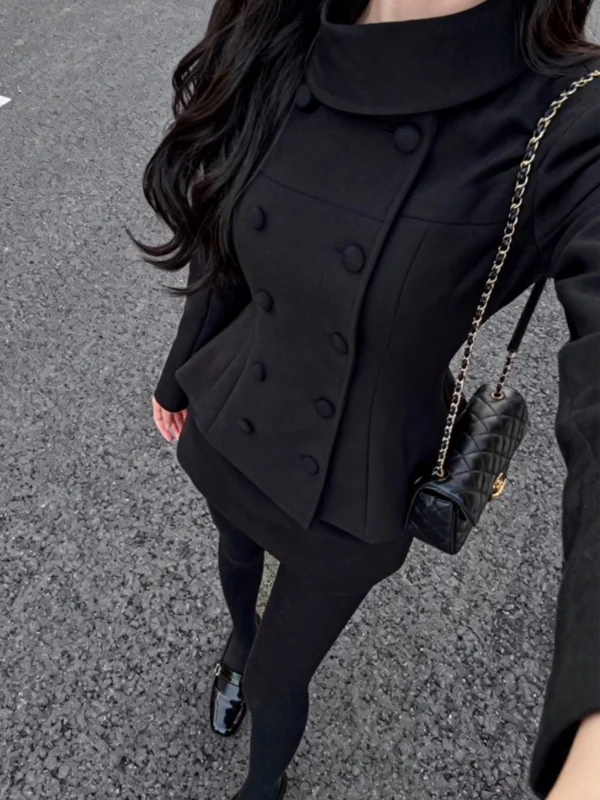 Autumn Winter Luxury Set Small Fragrance Style Woolen Coat High Waist  Skirt Two Piece Suit Double Button Design Slim Fit