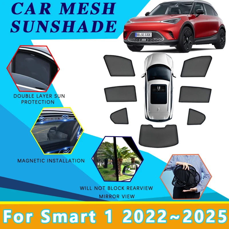 

Автомобильные сетчатые солнцезащитные козырьки для Smart 1 2022 2023 2024 2025 Магнитные солнцезащитные козырьки на лобовое стекло, козырек на боковое окно, инструменты, солнцезащитные аксессуары