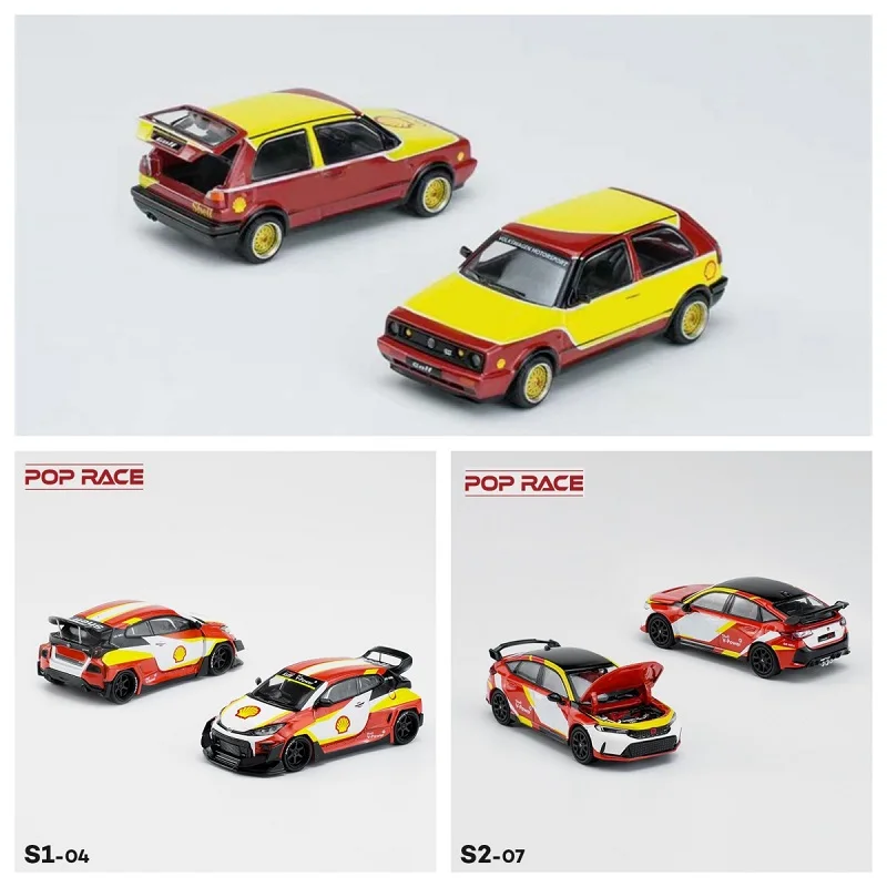 Pop Race 1:64 gti mk2 pandem gr yaris Typ-r fl5 gelbrotes Modell auto aus Druckguss