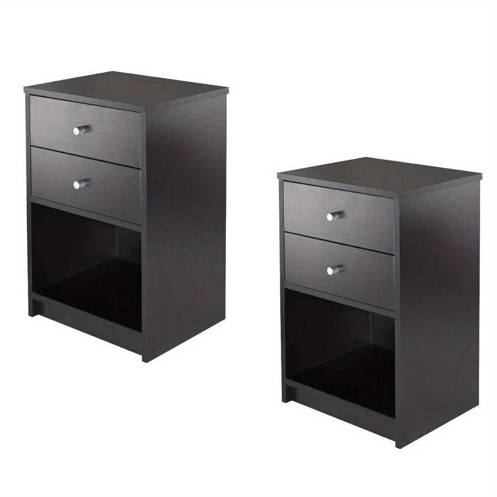 Set Of 2 Bedroom Storage Dresser 2 Drawers Nightstand Cabinet Wood Furniture