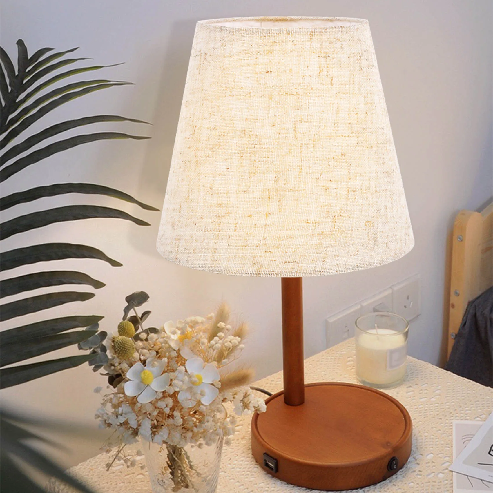 AWAH Small Lamp Shade Clip On Bulb Set Of 6 For Candelabra Bulbs, Barrel Fabric Lampshade For Table Chandelier Wall Lamp