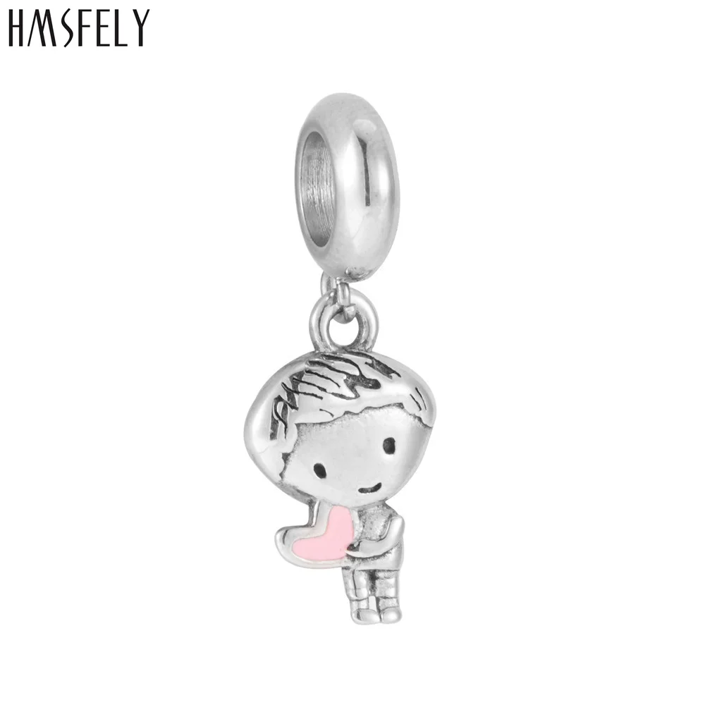 

HMSFELY Heart Boy Pendant For DIY Bracelet Necklace Jewelry Making Charm Beads Bracelets Parts