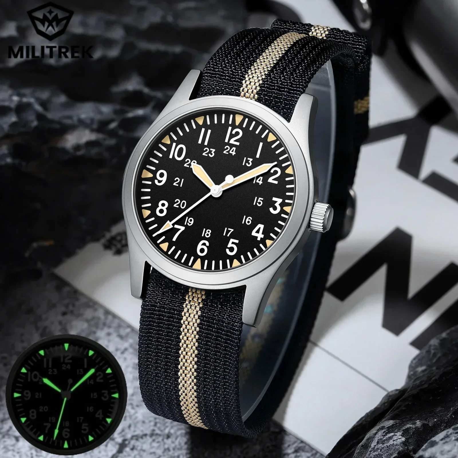 MILITREK 2025 新しいメンズクォーツ時計 VH31 レトロミリタリー 37 ミリメートル防水サファイアガラス発光ステンレス鋼リロイ Hombre