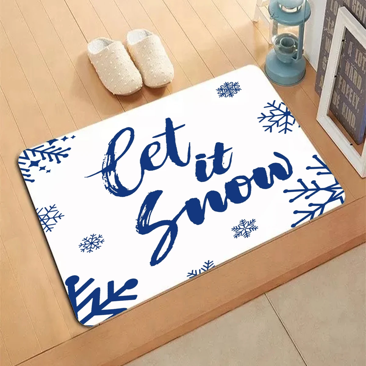 Let it snow Pattern Carpet Entrance Doormat Non-slip Living Room Kitchen Bedroom Decor Rug Floor Mats Home Decor