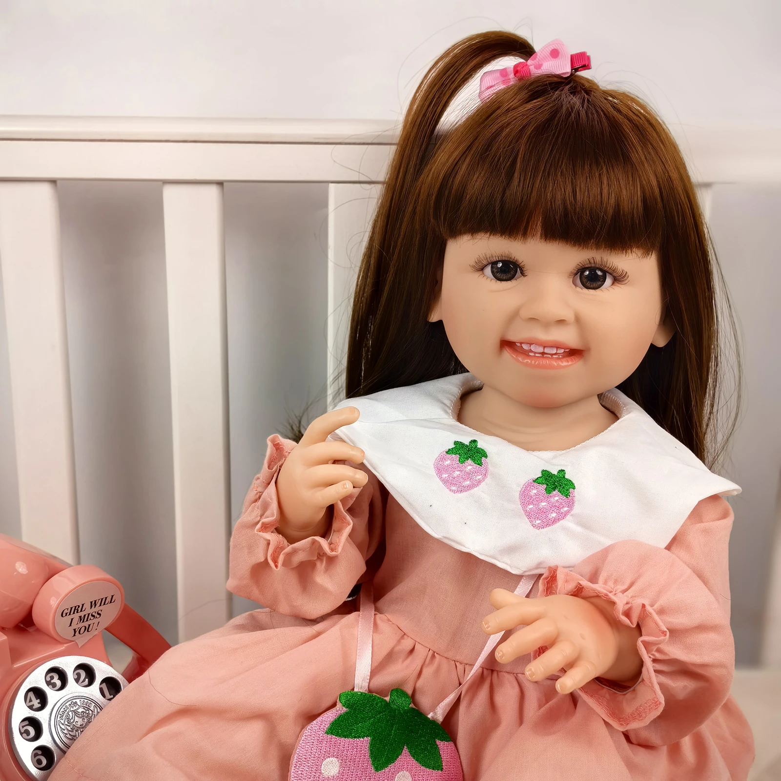 

Full Silicone Can Bathe Girl Doll 55 cm Reborn Baby Looks Like Princess Toys Birthday Gifts For Child