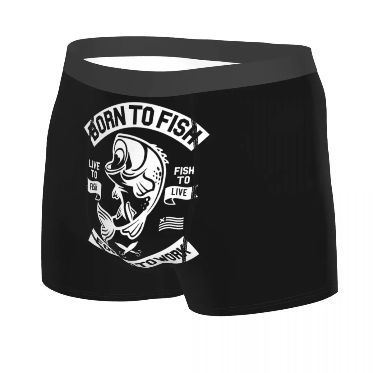 Born To Fish Forced To Work Underwear Sexy Stretch Fisherman Fishing Boxer Briefs Shorts Panties Soft Underpants For Homme