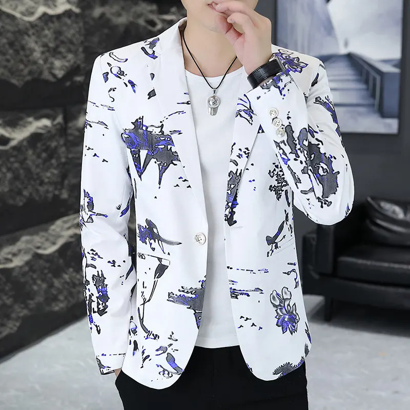 

Весенне-осенняя облегающая молодежная верхняя одежда с персональным принтом, корейский костюм Sle Stand Edition из полиэфирного волокна, длинный костюм-свеч Ja...