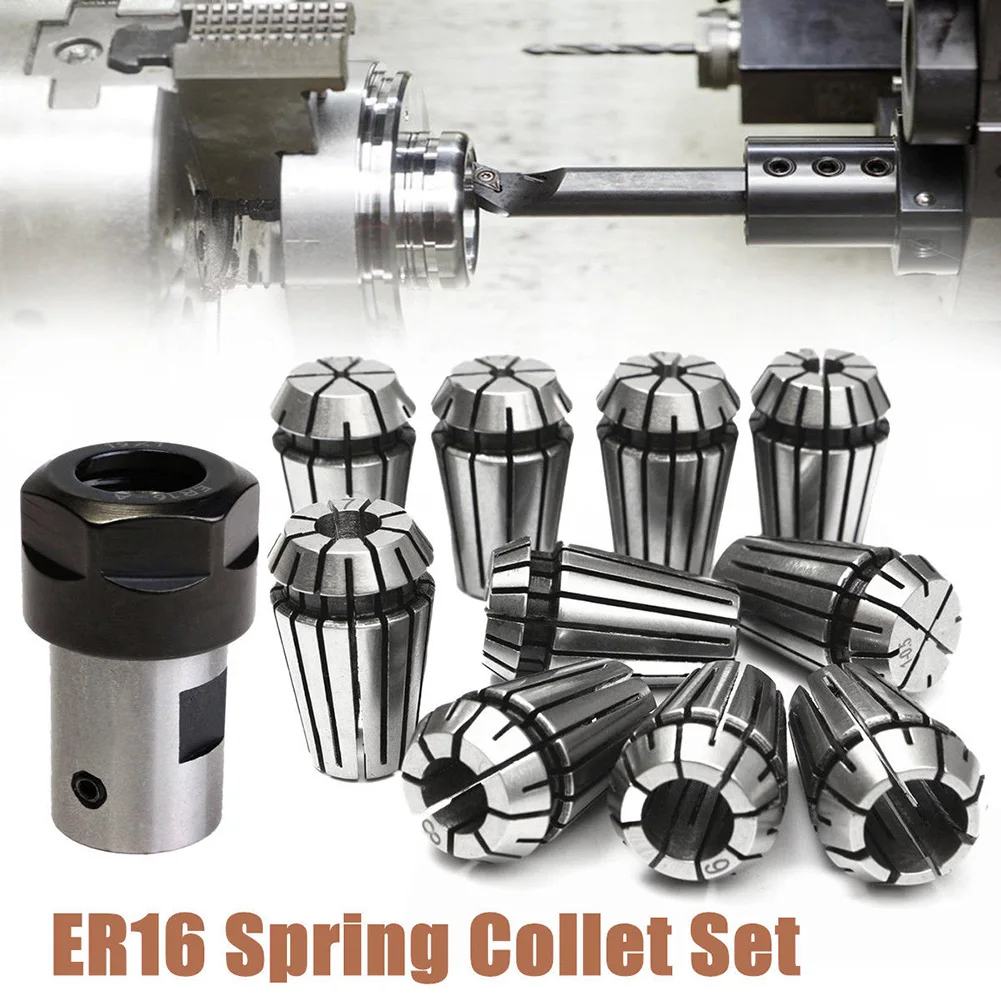 10pcs ER16 Spring Collet Motor Shaft 8mm Extension Rod Holder CNC Milling Lathe Motor Shaft 8mm Extension Rod Bracket Power Tool