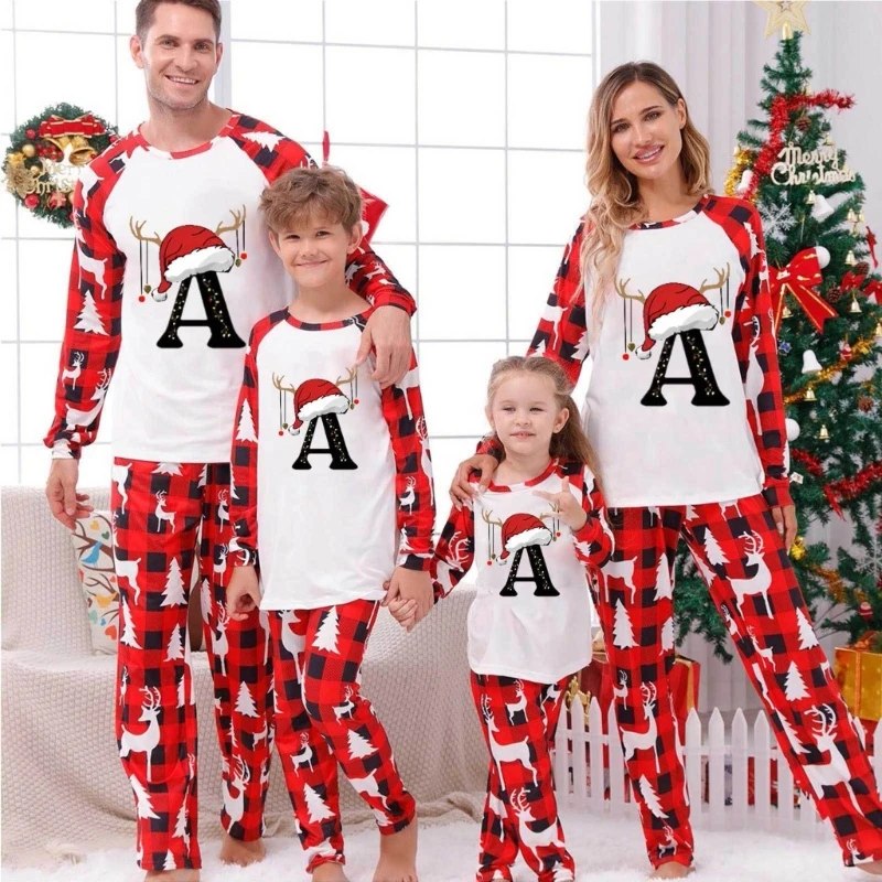 Family Matching Pajamas Sets Christmas Sleepwear Letter Printed Long Sleeve Holiday Jammies Festival Sleepwear image 3