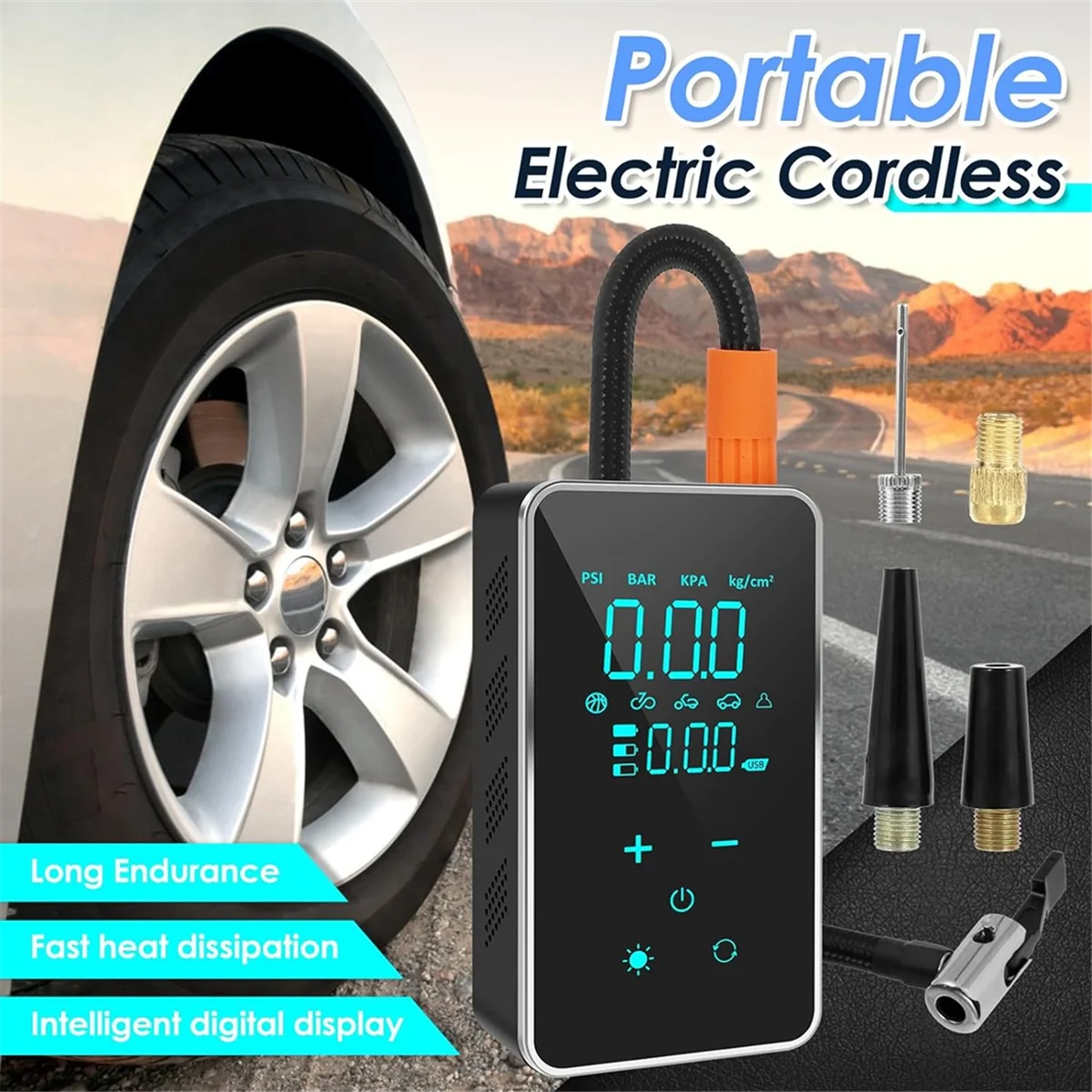 Btire Inflator Portable Air Compressor,150 PSI Cordless Tire Inflator, Rechargeable Cordless Air Pump for Car,Motorcycle