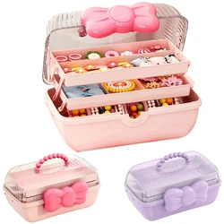 Portable Jewelry Storage Box for Bracelet Necklace Earring and Hairpin Supplies Cute Bow Multi-layer Jewelry Organizer