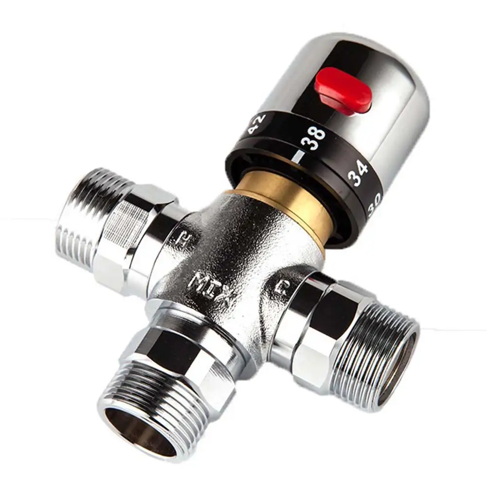 DN15 Brass Mixing Valve Safe Shower System Versatile Compatibility Built-in Temperature Device For Hot Water Systems