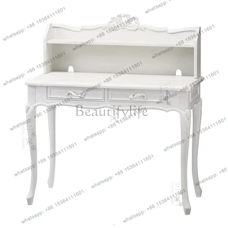 

French retro nostalgic solid wood carving flower dresser bedroom luxury white decorative cabinet