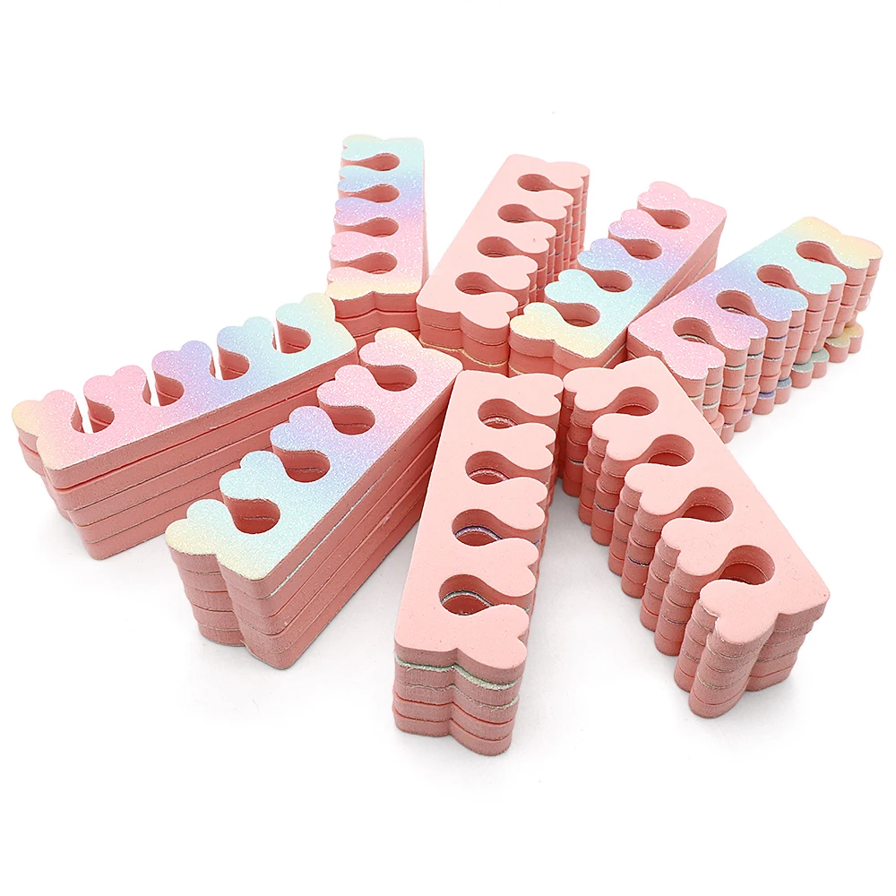 20pcs/set Pink Soft Sponge Finger & Toe Separators Set Nail Art Manicure Pedicure Dividers Flexible Foam Gel Polish Holder Tools