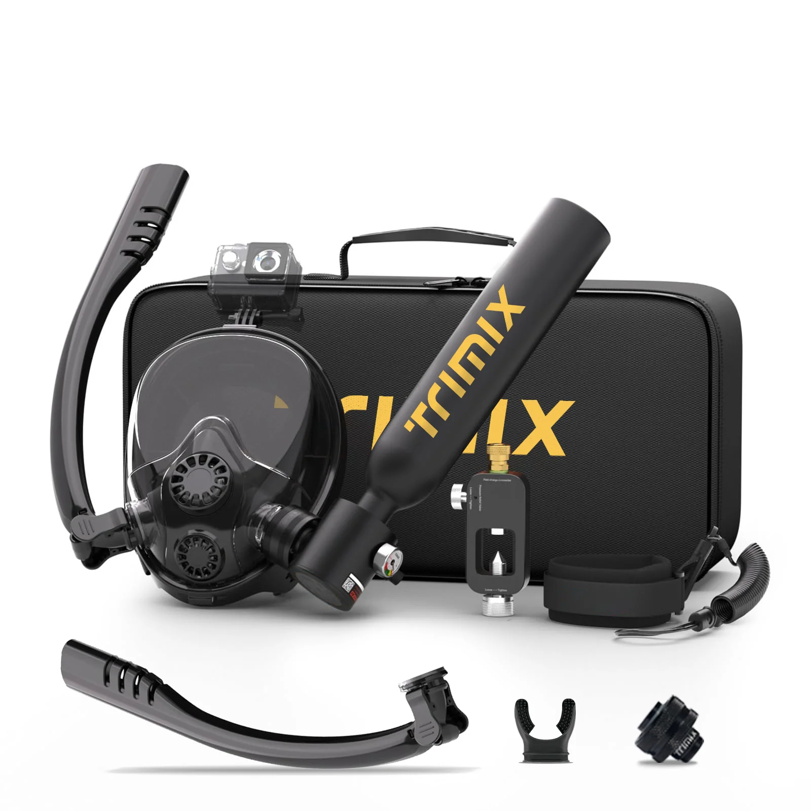 TRIMIX Mini tanque de pulmón de buceo 0.5L equipo de buceo portátil soporte hasta 10 minutos respirar bajo el agua cilindro de buceo
