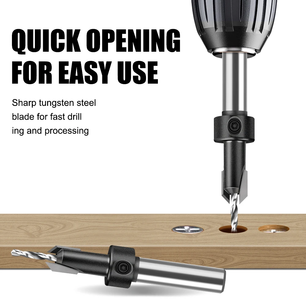 8mm Shank Woodworking Countersink Drill Bit Taper Hole Alloy Head Step Drill For Wood Screw Installation Self Tapping Drilling
