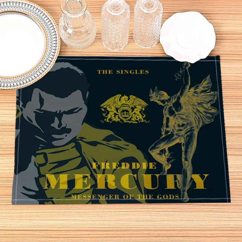 Freddie Mercury Placemat Cotton Linen Fabric Table Mats Family Dinner Tableware Kitchen Table Mat 30X40cm