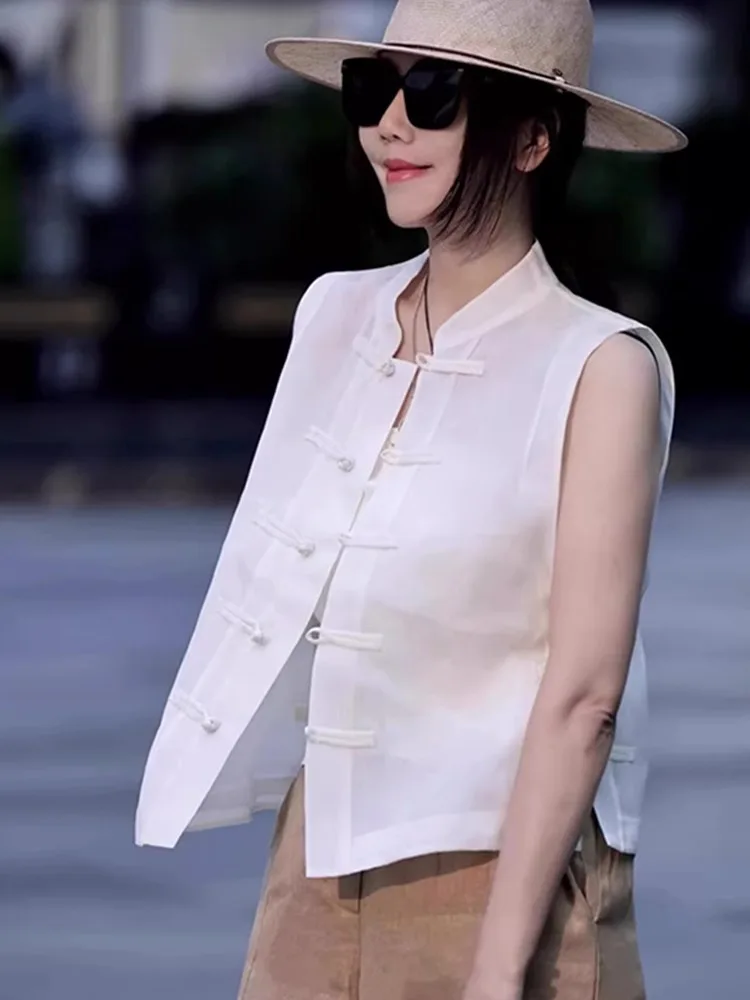 

Модный однотонный топ на пуговицах, повседневный жилет для похудения, осенняя женская одежда, простой новый китайский сле