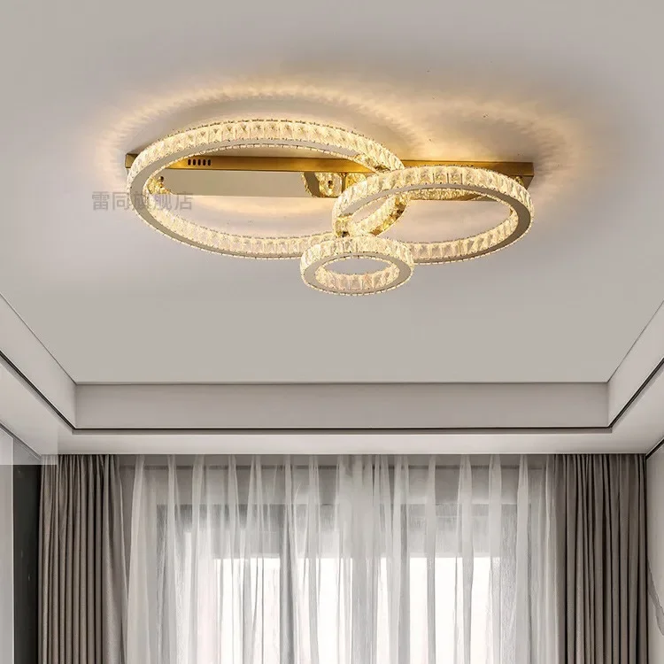 Bedroom light led ceiling light modern simple light luxury stainless steel crystal super