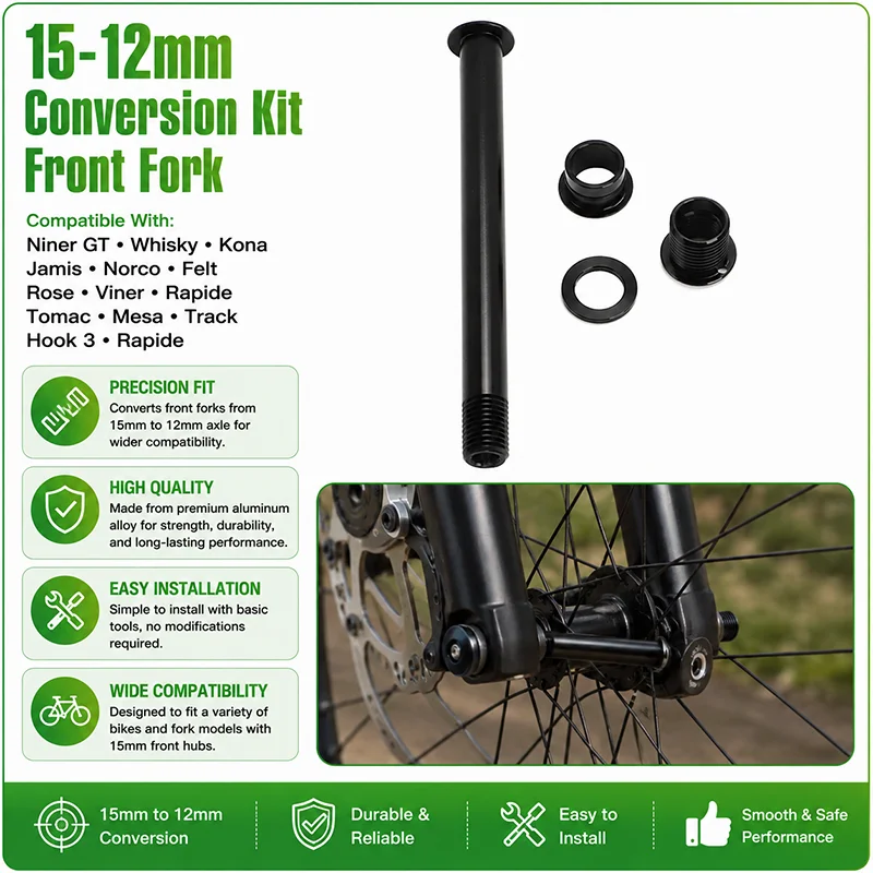 15-12mm Conversion Kit Front Fork For Niner GT Whisky Kona Jamis Norco Felt Rose Viner Rapide Tomac Mesa Track Hook 3 Rapide