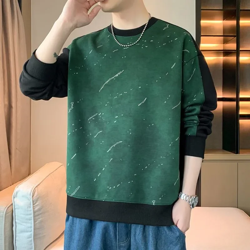 

Сезонная осенняя новая толстовка, мужская модная свободная повседневная толстовка с длинными рукавами и круглым вырезом, модные топы