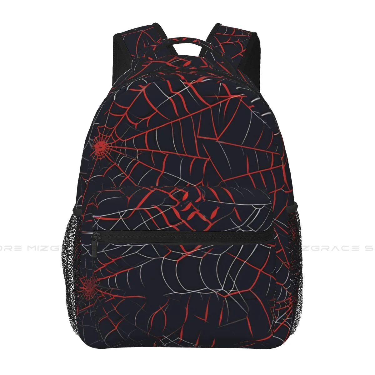 Large Capacity Casual School Bag A Red Web On Black Travel Laptop Backpacks Multifunctional Soft Rucksack for Teenager