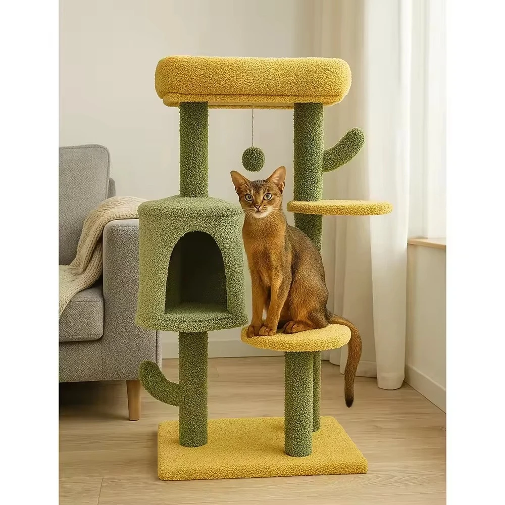 

*e d90 cm Modern Eco-friendly Cat Tree with Solid Pattern Wood Sisal Scratching Post and Platdm in Carton d Families and Cats&