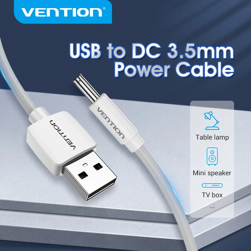 Vention Kabel zasilający USB na DC 3,5 mm Złącze USB A na 3,5 Jack Zasilacz 5 V dla wentylatorów HUB USB Kabel ładujący DC 5,5 mm